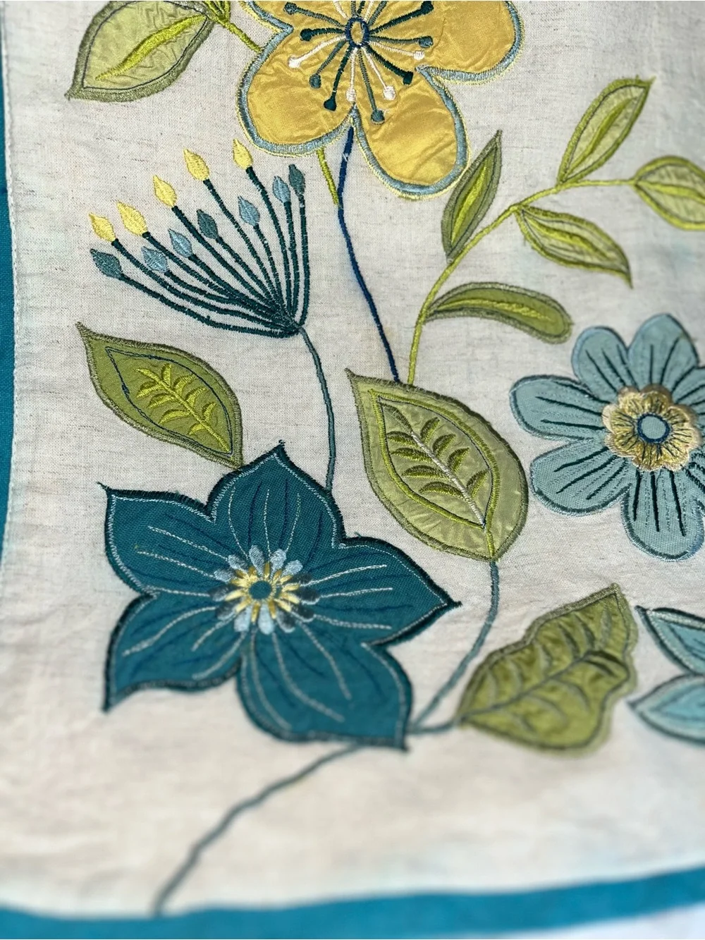 Linen Embroidered Table Runner • Lined • 13” x 72”